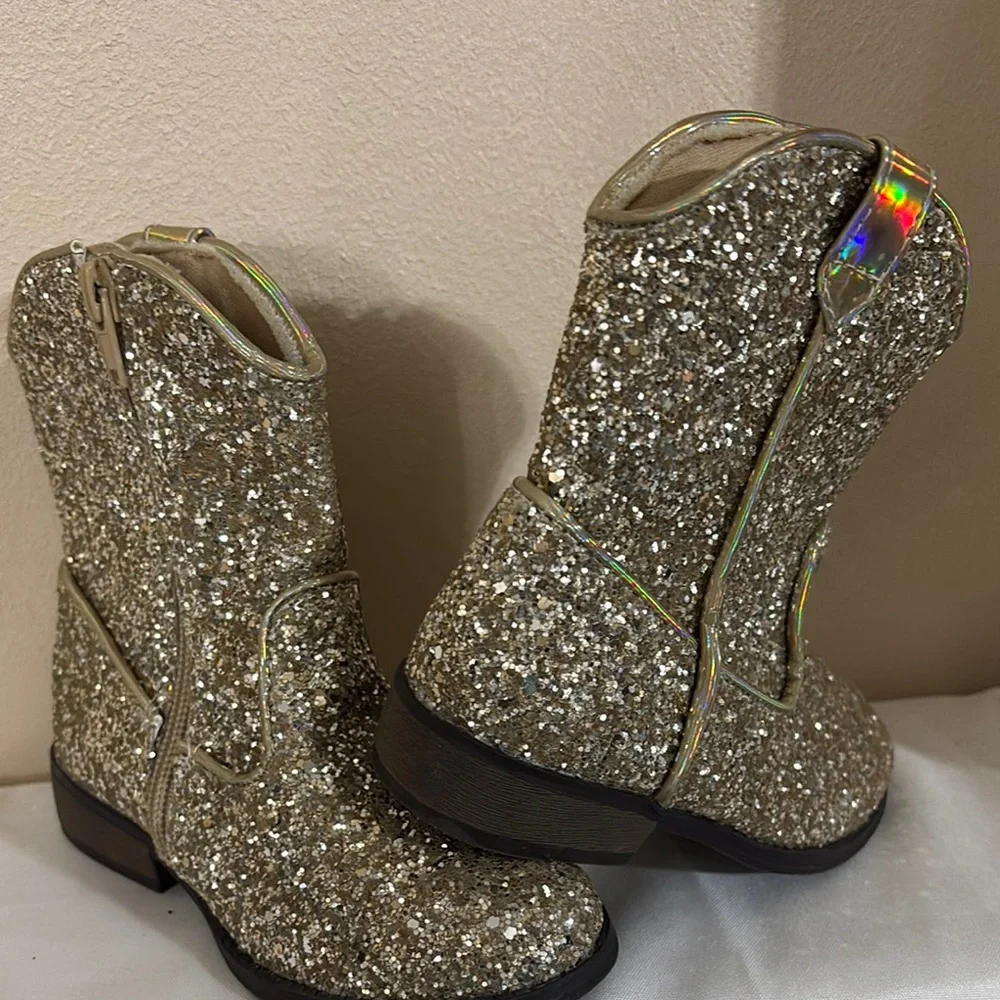Sey Esteem Glittery  Gold Kids Boots